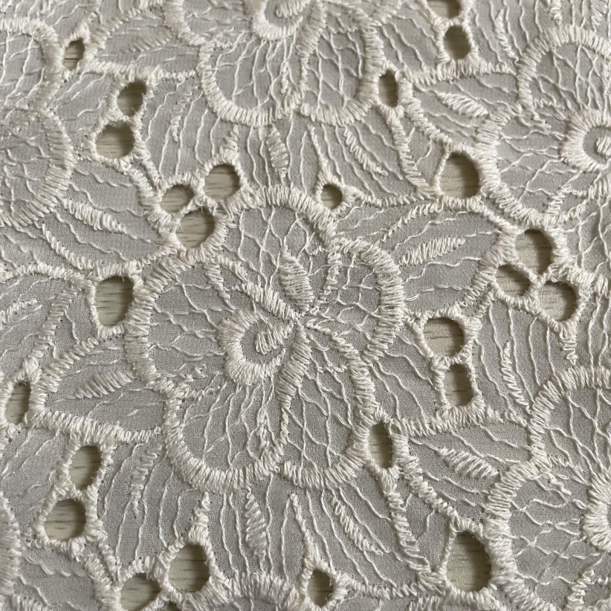 画像4: 刺繍レース生地　約25cm×約40cm　大胆な花柄刺繍レース　オフホワイト (4)