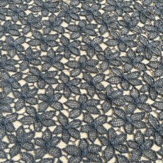 画像1: 刺繍レース生地　約30cm×約40cm　3枚組　大胆な花柄刺繍レース　ネイビー (1)