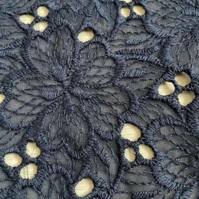 画像2: 刺繍レース生地　約25cm×約40cm　大胆な花柄刺繍レース　ネイビー