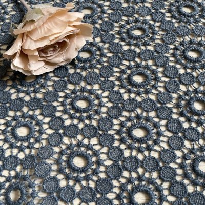 画像2: 刺繍レース生地　約30cm×約40cm　3枚組　大胆な花柄刺繍レース　ネイビー