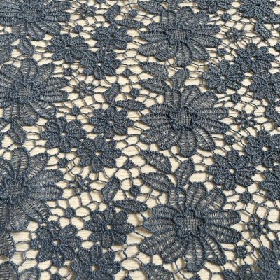 画像3: 刺繍レース生地　約30cm×約40cm　3枚組　大胆な花柄刺繍レース　ネイビー