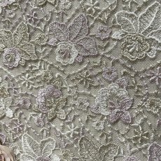 画像3: 【日本製】刺繍レース生地　約45cm×約90cm　チュールレース　薄パープルイエロー (3)
