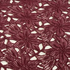 画像4: 刺繍レース生地　約29cm×約40cm　4枚組　大胆な花柄刺繍レース　ワインレッド (4)