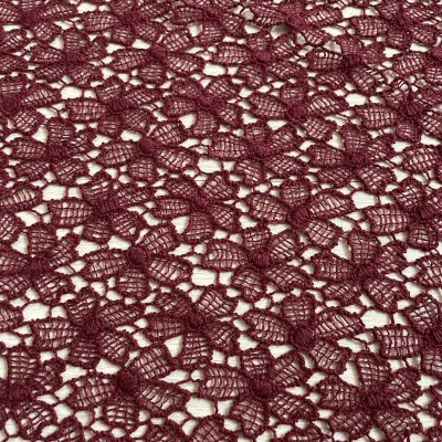 画像1: 刺繍レース生地　約29cm×約40cm　4枚組　大胆な花柄刺繍レース　ワインレッド