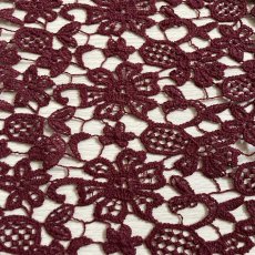 画像5: 刺繍レース生地　約29cm×約40cm　4枚組　大胆な花柄刺繍レース　ワインレッド (5)