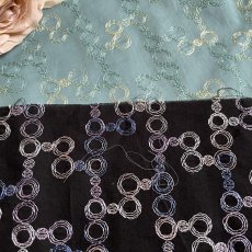画像1: 【日本製】刺繍レース生地　約25cm×約85cm×2色　水色と紺色　〇柄 (1)