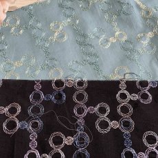 画像2: 【日本製】刺繍レース生地　約25cm×約85cm×2色　水色と紺色　〇柄 (2)