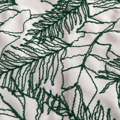 画像3: 【日本製】刺繍レース生地　約35cm×約35cm　ジャングル葉っぱ柄みどりの刺繍糸