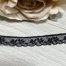 画像5: フランス製リバーレース　ブラック　幅1.1ｃｍ繊細な小花柄１ｍ (5)