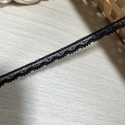 画像3: フランス製綿リバーレース　ブラック　幅0.7ｃｍ極細ドット柄１ｍ　