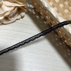 画像1: フランス製綿リバーレース　ブラック　幅0.7ｃｍ極細ドット柄１ｍ　 (1)