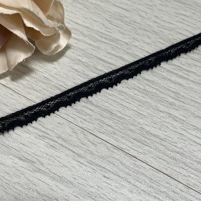 画像2: フランス製綿リバーレース　ブラック　幅0.7ｃｍ極細ドット柄１ｍ　