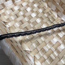 画像2: フランス製綿リバーレース　ブラック　幅0.7ｃｍ極細ドット柄１ｍ　 (2)