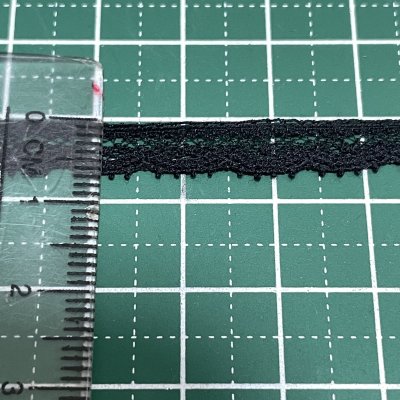 画像1: フランス製綿リバーレース　ブラック　幅0.7ｃｍ極細ドット柄１ｍ　