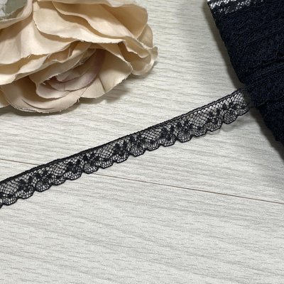 画像2: フランス製リバーレース　ブラック　幅1.1ｃｍ繊細な小花柄１ｍ