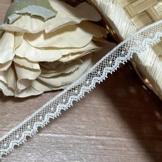 画像1: フランス製綿リバーレース　アイボリー　幅0.9ｃｍ極細ドット柄１ｍ　 (1)