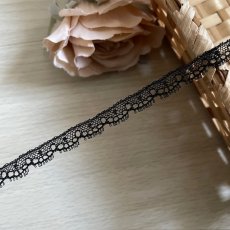 画像2: フランス製綿リバーレース　ブラック　幅0.9ｃｍ極細ヒゲが綺麗なドット柄１ｍ　 (2)