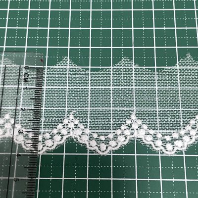 画像1: 【高品質な日本製】チュールレース　オフホワイト　幅4ｃm可愛い2段のドット柄　3ｍ巻