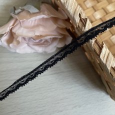 画像1: フランス製綿リバーレース　ブラック　幅0.7ｃｍ極細ドット柄１ｍ　 (1)