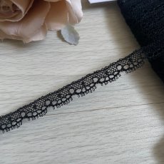 画像5: フランス製綿リバーレース　ブラック　幅0.9ｃｍ極細ヒゲが綺麗なドット柄１ｍ　 (5)