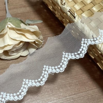 画像3: 【高品質な日本製】チュールレース　オフホワイト　幅4ｃm可愛い2段のドット柄　3ｍ巻