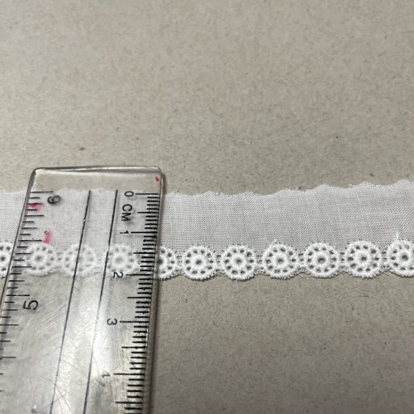 レースのお店 ななか ☆反売り6m巻！幅2cm 車輪柄綿レース 白 日本製