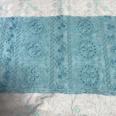 画像6: 【日本製】刺繍レース生地　計165cm　4枚組　きれいな刺繍レース　ターコイズブルー (6)