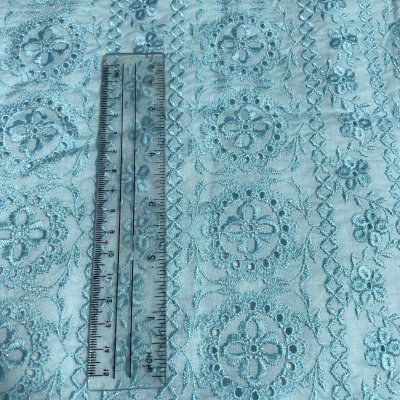 画像1: 【日本製】刺繍レース生地 計165cm 4枚組 きれいな刺繍レース ターコイズブルー