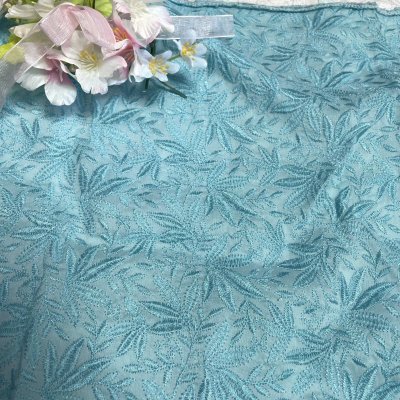 画像2: 【日本製】刺繍レース生地 計165cm 4枚組 きれいな刺繍レース ターコイズブルー
