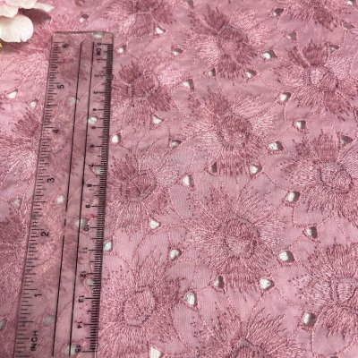 画像1: 【日本製】刺繍レース生地 計175cm 4枚組 きれいな刺繍レース ローズピンク