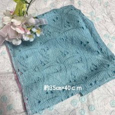 画像4: 【日本製】刺繍レース生地　計165cm　4枚組　きれいな刺繍レース　ターコイズブルー (4)