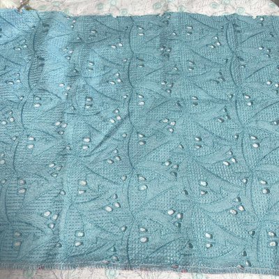 画像3: 【日本製】刺繍レース生地 計165cm 4枚組 きれいな刺繍レース ターコイズブルー