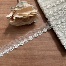 画像6: 【高品質な日本製】3ｍ巻！幅2ｃｍ小花柄チュールレース　アイボリーホワイト　ドール服に (6)