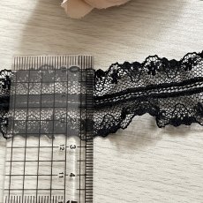 画像3: 【日本製】両山ラッセルフリルレース　ブラック　幅2.7cm小花柄　衣装に (3)