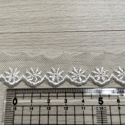 画像2: 【高品質な日本製】3ｍ巻！幅2ｃｍ小花柄チュールレース　アイボリーホワイト　ドール服に