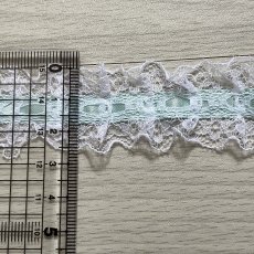 画像3: 日本製ラッセルフリルレース　ミントグリーン　幅2.6ｃｍリボン通し風　3ｍ　 (3)