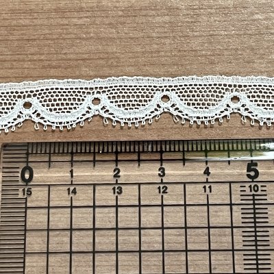 画像2: リバーレース　オフホワイト　幅1.2cm風合いの美しいスカラ　５ｍ！ふちどりレース