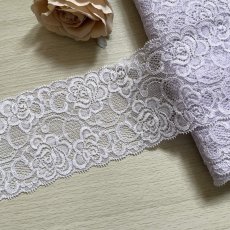 画像1: 【高品質な日本製】５ｍ！幅8.6cm薔薇柄ラッセルストレッチレース　パープル　 (1)