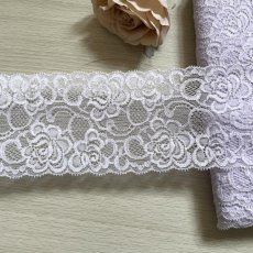 画像7: 【高品質な日本製】５ｍ！幅8.6cm薔薇柄ラッセルストレッチレース　パープル　 (7)