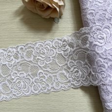画像6: 【高品質な日本製】５ｍ！幅8.6cm薔薇柄ラッセルストレッチレース　パープル　 (6)