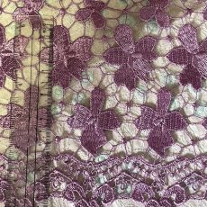 画像5: 【日本製】高貴な輝きのパープル・ケミカルフラワーレース幅45cm×1.2m (5)