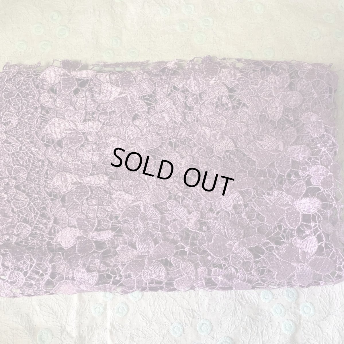 画像1: 【日本製】高貴な輝きのパープル・ケミカルフラワーレース幅45cm×1.2m (1)