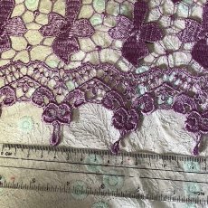 画像4: 【日本製】高貴な輝きのパープル・ケミカルフラワーレース幅45cm×1.2m (4)