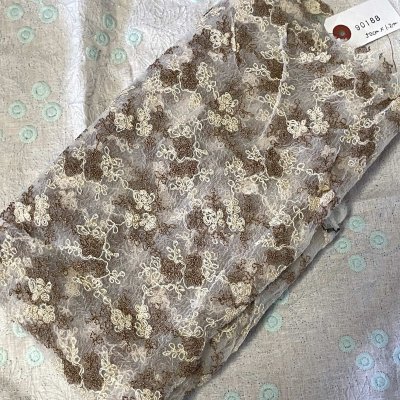 画像3: 【500円】ナチュラルなベージュブラウン系の花柄刺繍レース幅50cm×1.2m