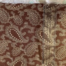 画像3: 【日本製】刺繍レース生地　約70cm×約1.2cm　金糸を使ったペーズリー刺しゅう　ブラウン (3)