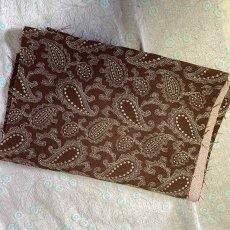 画像2: 【日本製】刺繍レース生地　約70cm×約1.2cm　金糸を使ったペーズリー刺しゅう　ブラウン (2)