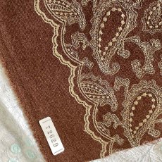 画像5: 【日本製】刺繍レース生地　約70cm×約1.2cm　金糸を使ったペーズリー刺しゅう　ブラウン (5)
