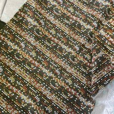 画像1: 【日本製】刺繍レース生地　約40cm×約1ｍ　カラフルドット柄深緑刺繍生地 (1)