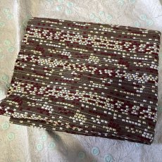 画像1: 【日本製】刺繍レース生地　約35cm×約1.3ｍ　カラフルドット柄ブラウン刺繍生地 (1)