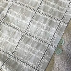 画像5: 【日本製】刺繍レース生地　約35cm×約1ｍ　涼やかな水色スクエア刺繍生地 (5)